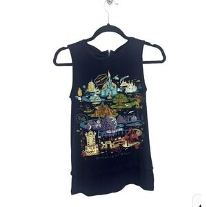 Walt Disney World 50th Anniversary Parks Navy Tank Top Zipper Back Size XS
